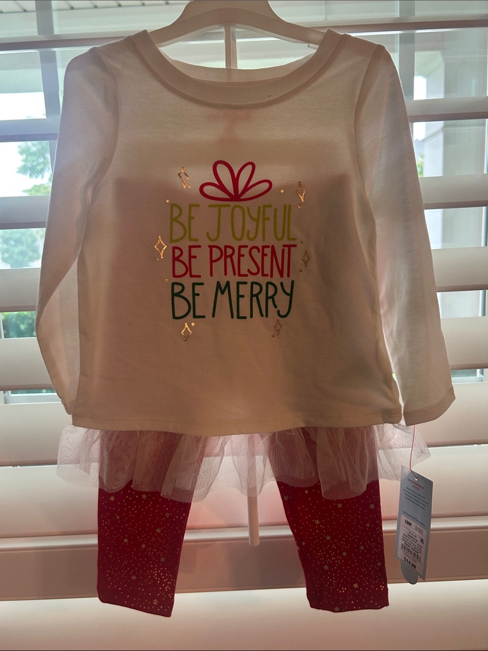 Cat & Jack White Top with Red Leggings Holiday Tutu Set